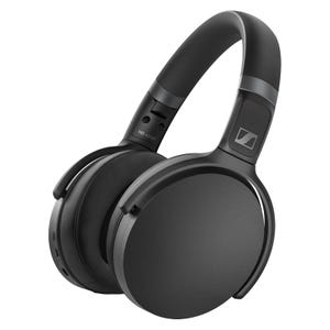 Sennheiser HD 450BT wireless over-ear headphones in black, featuring the brand's logo on the earcup and Bluetooth connectivity.