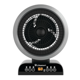 A compact Lifesmart electric fan heater with a modern design, featuring a digital display and control buttons on its base.
