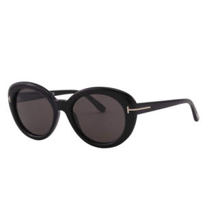 Black sunglasses with oval lenses and a subtle T-shaped design on the temples.