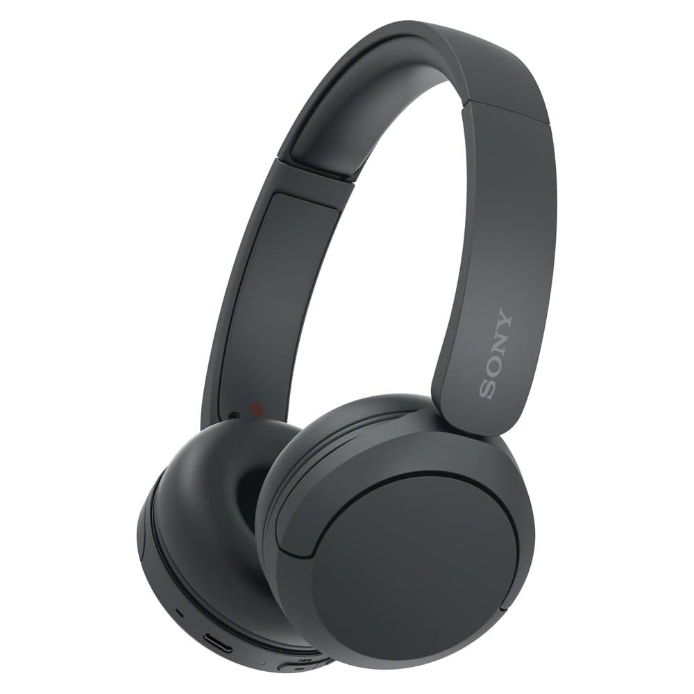 Sony wireless over-ear headphones in black with a minimalist design featuring cushioned ear cups and an adjustable headband.
