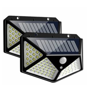 Two solar-powered LED lights with motion sensors.
