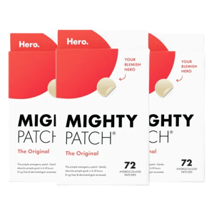 Hero Mighty Patch, The Original, features 72 hydrocolloid patches designed to absorb pimple gunk.