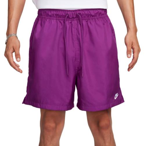 Purple Nike shorts with a drawstring waist and a small white logo on the left leg.