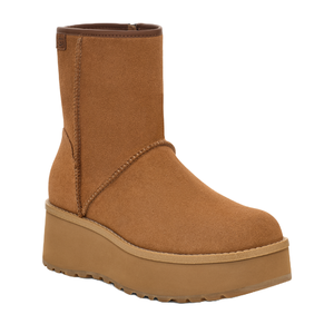Women's UGG Cityfunc Mid Boots are tan suede with a mid-calf height and feature a platform sole for added height. They have a round toe and visible stitching details.