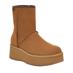 Women's UGG Cityfunc Mid Boots are tan suede with a mid-calf height and feature a platform sole for added height. They have a round toe and visible stitching details.