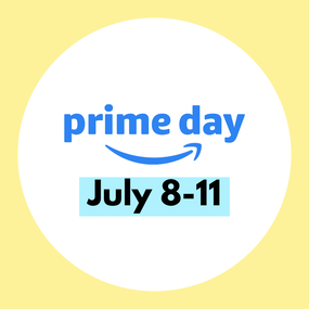 Prime Day event banner with dates July 8-11, featuring the Amazon logo.
