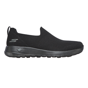 Skechers GOwalk Max Shoes are black slip-on walking shoes with a breathable mesh upper, lightweight cushioning, and a flexible outsole. They feature the Skechers \“S\“ logo and offer comfort and support for casual wear.