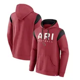 Red and black hoodie with \“ARI FOOTBALL\“ and a cardinal logo on the front, featuring black shoulder accents and a front pocket.
