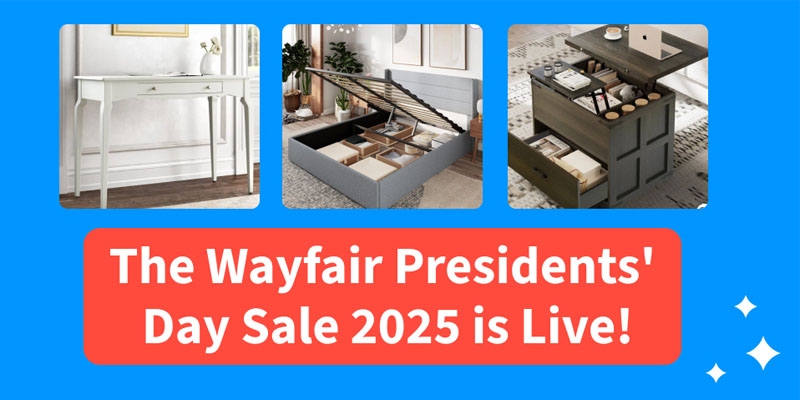 A red text box on a blue background that displays the articles title below images of a white desk, hydraulic lift bed, and a lift-top coffee table.