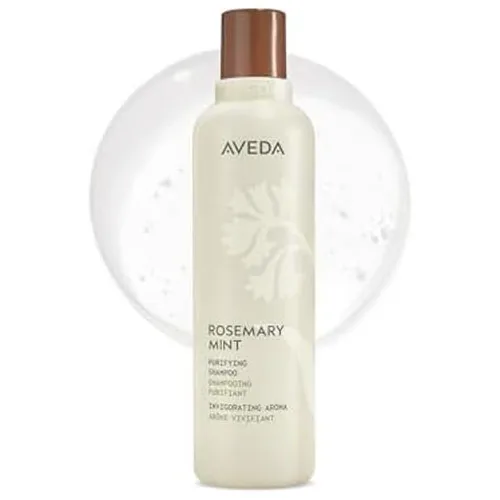 Aveda Rosemary Mint Purifying Shampoo features an invigorating aroma and is designed to purify hair.