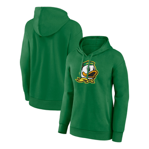 Green hoodie featuring the Oregon Ducks mascot logo on the front, with a hood and drawstrings.