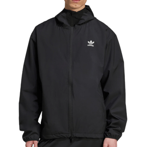 Black Adidas windbreaker with a hood and zip closure, featuring the Adidas trefoil logo on the chest.