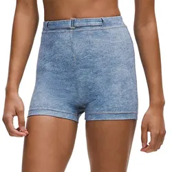 High-waisted denim-look shorts with a belt loop detail, designed with a snug fit.