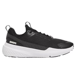 Black and white athletic sneaker with a mesh upper and thick sole. Branding text \“BSR\“ visible on the side of the heel.
