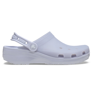 A white Crocs Classic Clog featuring a perforated upper, adjustable heel strap, and slip-on design.