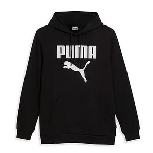 A black PUMA-branded hoodie with a white logo and leaping puma icon on the front.