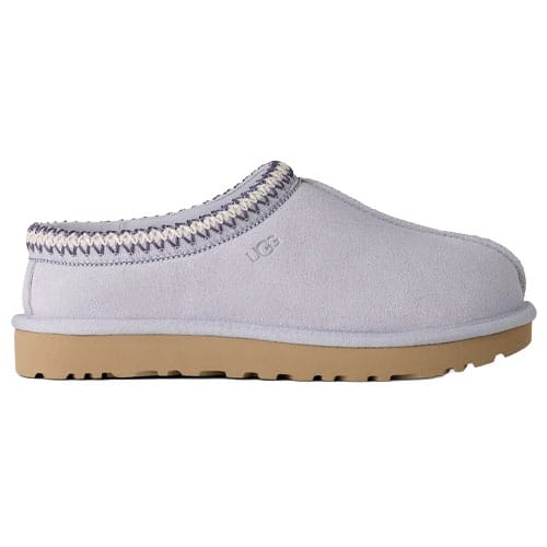 Light purple slip-on clog with a tan sole and decorative stitching, featuring the UGG logo on the side.