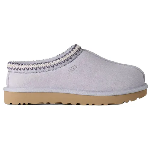 Light purple slip-on clog with a tan sole and decorative stitching, featuring the UGG logo on the side.