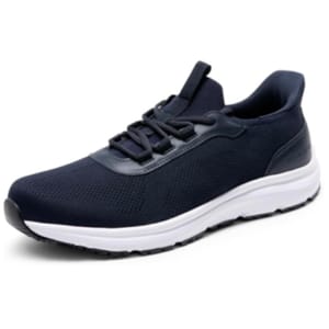 Men's Bruno Marc Sneakers in navy blue feature a breathable mesh upper, lace-up design, and a white cushioned midsole for comfort.