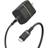 OtterBox 40W USB-C fast charger with cable, black with gold accents, includes wall adapter and USB-C connector.