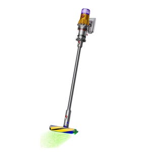 Dyson V12 Detect Slim + Dock is a cordless vacuum featuring a laser to reveal microscopic dust, a lightweight design, and a docking station for easy charging and storage.
