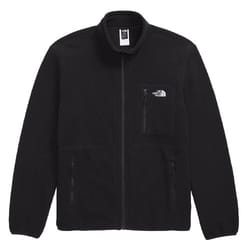 Black fleece jacket with full zip, featuring two zippered hand pockets and a chest pocket.