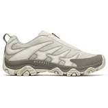 Merrell hiking shoe with a streamlined design, featuring a mesh upper, neutral tones, and a rugged Vibram outsole for traction.