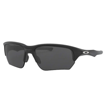 Rectangular black sunglasses with semi-rimless frames and dark lenses featuring a small logo on the temple.