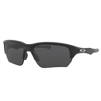 Rectangular black sunglasses with semi-rimless frames and dark lenses featuring a small logo on the temple.