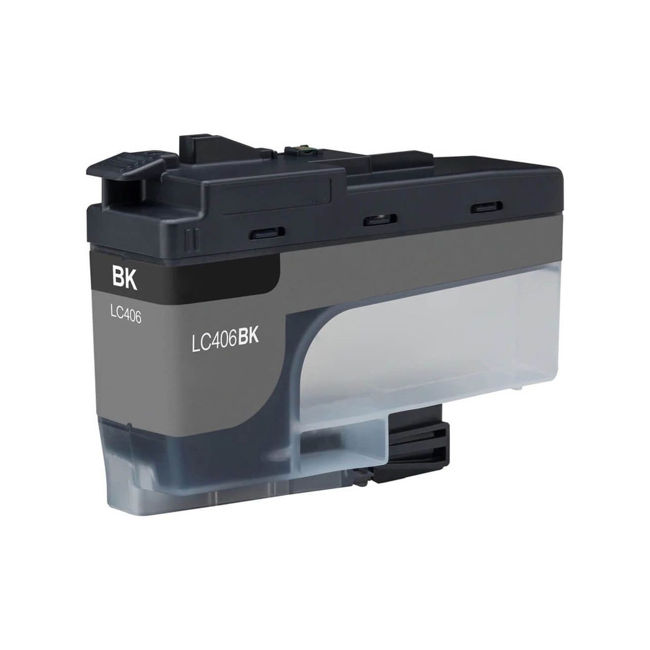 This is a Brother LC406BK ink cartridge, featuring a black color and a clear section to view the ink level.