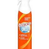 Bounce Instant Static Remover spray, 9.7 oz, with outdoor fresh scent, functions as a wrinkle releaser and odor eliminator.