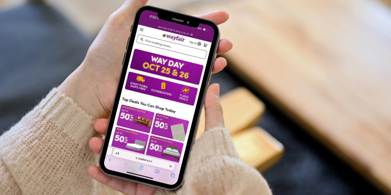 Wayfair app on mobile phone
