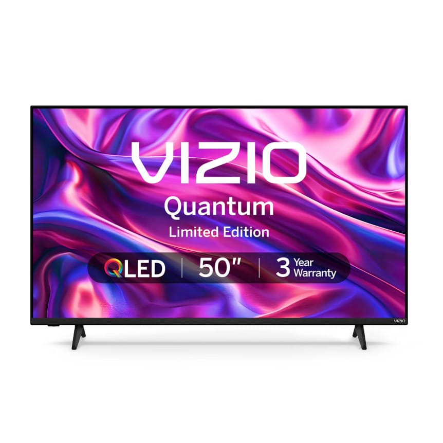 Vizio Quantum Limited Edition 50\“ QLED TV with a 3-year warranty.