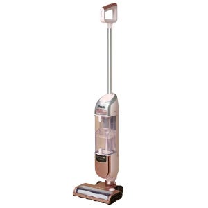 Shark upright vacuum cleaner, featuring a lightweight design and a transparent dust container, designed for versatile floor cleaning.