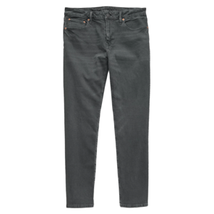 Faded black slim-fit jeans with classic five-pocket design and metal rivet accents.