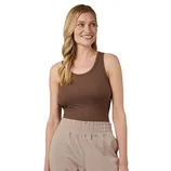 The 32 Degrees Built-In Bra Tanks are sleeveless tops featuring a built-in bra for added support and comfort, shown here in a brown color. The material appears soft and stretchy, making them suitable for casual wear or layering.