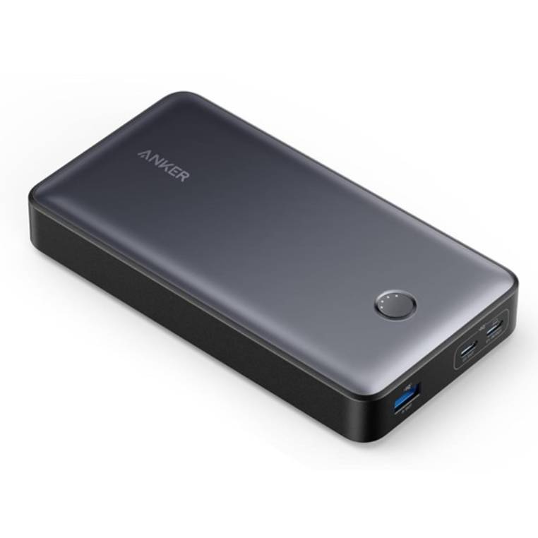 Anker 24,000mAh Portable Power Bank features dual USB-C ports, one USB-A port, and an LED indicator for battery status.