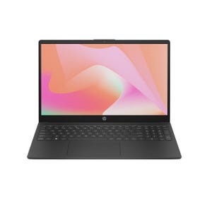 HP 15.6\“ laptop with AMD processor features a full-size keyboard and slim bezels, ideal for everyday tasks and entertainment.