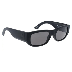 Black square-shaped sunglasses with dark lenses and thick arms featuring a cross symbol on the side.