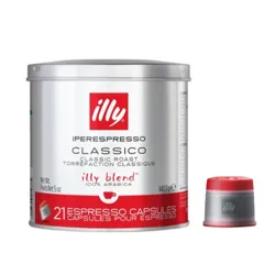 Illy Iperespresso Classico capsules, classic roast, 100% Arabica, 21-count tin.