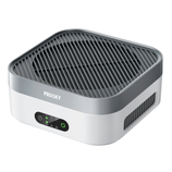 Square gray and white indoor mosquito repellent diffuser with vents, a top grill, and a control panel showing 2H, 4H, 8H settings and a power button.
