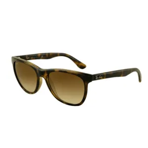 Tortoise shell sunglasses with a brown gradient lens and Ray-Ban logo on the frame, featuring a classic, wide shape suitable for sun protection and style.