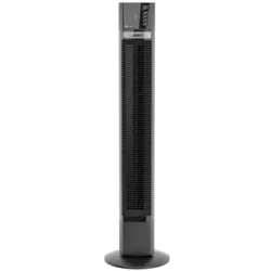 A tall, black Lasko tower fan with an LED display and control buttons on top.