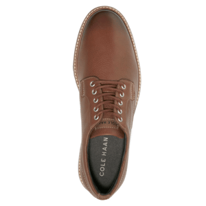 Brown leather dress shoe with laces and stitched details, branded as Cole Haan.