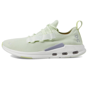 On Women's Cloudeasy Shoes feature a sleek design with a light green mesh upper, white sole, and signature Cloudtec cushioning for comfort. The shoe includes a distinctive looped lace system and a heel pull tab for easy wearing.