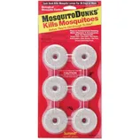 Mosquito Dunks kill mosquito larvae for 30 days or more, using biological control. They're designed for use in standing water around homes, such as flower pots, tree holes, and unused swimming pools.