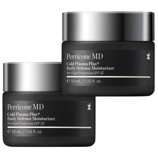 Two jars of Perricone MD Cold Plasma Plus+ Daily Defense Moisturizer with SPF 35, each containing 30 mL (1 US fl. oz.).
