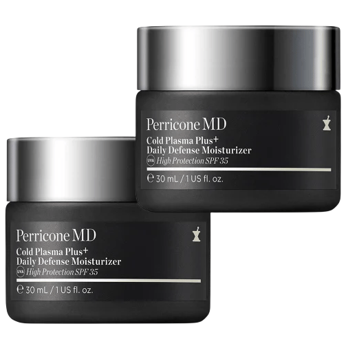 Two jars of Perricone MD Cold Plasma Plus+ Daily Defense Moisturizer with SPF 35, each containing 30 mL (1 US fl. oz.).