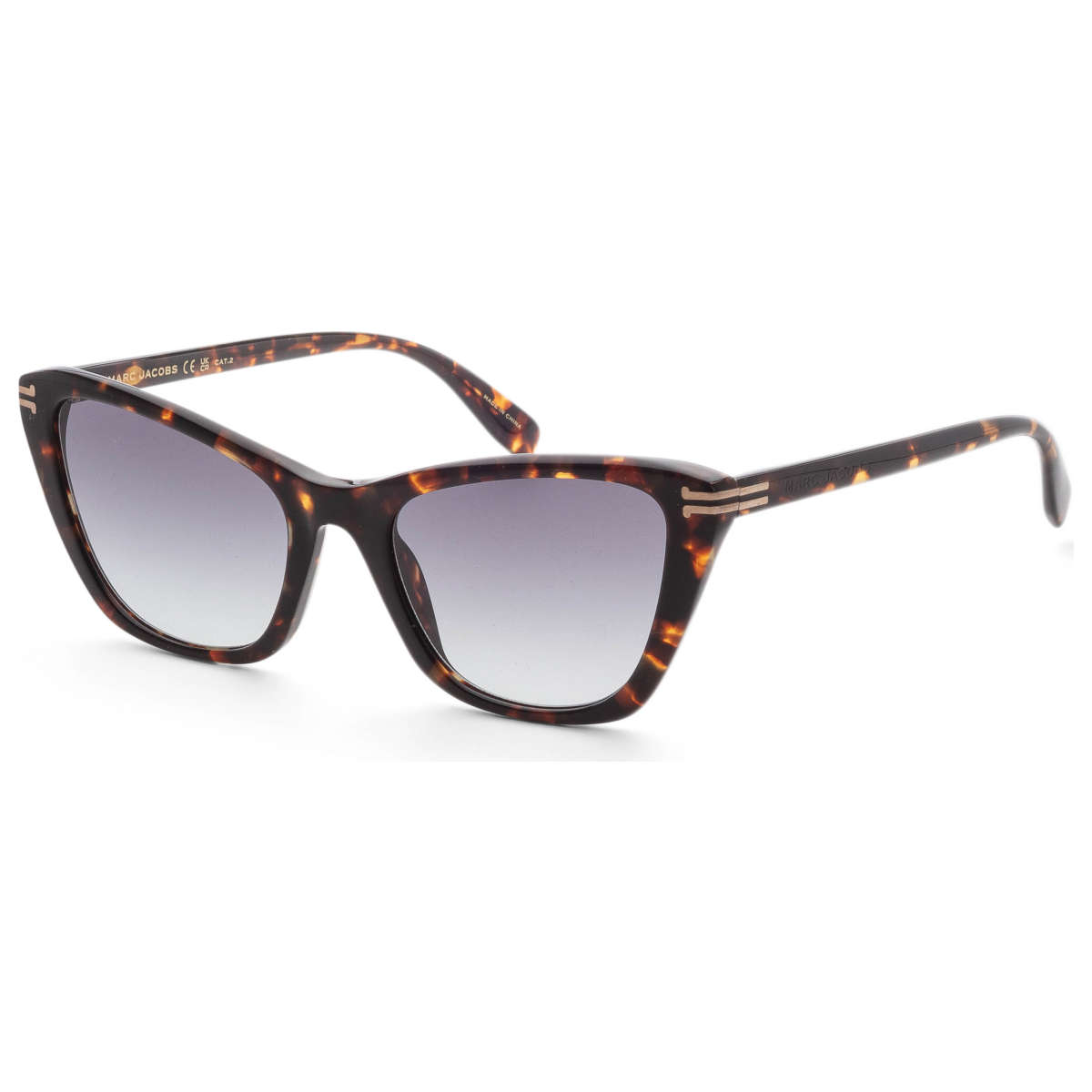Tortoiseshell sunglasses with a cat-eye frame and gradient lenses.