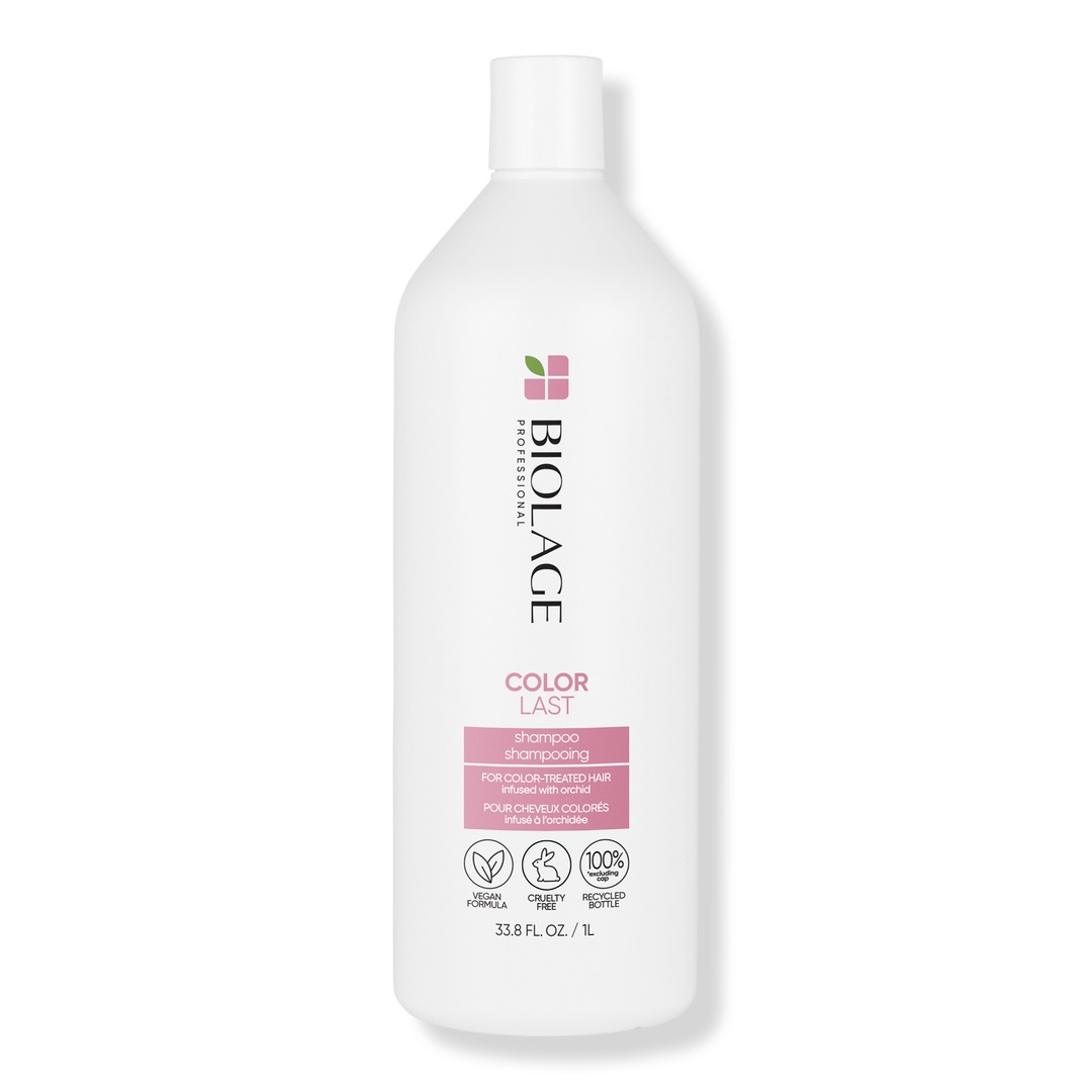 Biolage Professional Color Last Shampoo for color-treated hair, infused with orchid, vegan, cruelty-free, 100% recycled bottle, 33.8 fl oz/1 L.